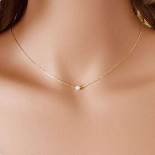 Elegant Gold Plated Pendant Chain - Lightweight with Single Pearl, for Women, Girls & Babies