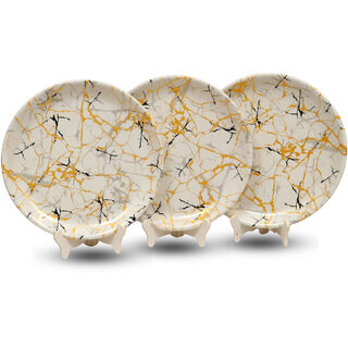 Aurka Melamine 12 Inch Full-Size Dinner Plates - White Base, Golden  Black, Set of 3, Durable  Stylish