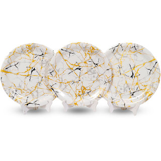 Aurka Melamine 11 Inch Full-Size Dinner Plates - White Base, Golden  Black, Set of 3, Durable  Stylish