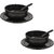 Ariya Melamine Soup Bowl Set with Spoon and Plate - Black, Set of 2 | Durable & Multipurpose for Soup, Noodles & Pasta