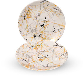 Aurka Melamine 10.5 Inch Full-Size Dinner Plates - White Base, Golden  Black, Set of 2, Durable  Stylish