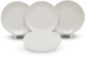 Globenox Melamine 10.5 Inch Dinner Plates - White, Set of 4  Stylish, Break-Resistant  Easy to Clean