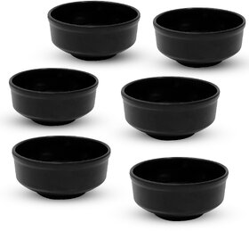 Globenox Melamine Soup Bowl - Black, Pack of  6  Durable, Easy to Clean  Perfect for Soup, Cereal  Snacks