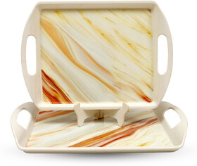 Globenox Melamine M12 Small Rectangle Serving Tray - Pack of 2  Traditional Print, Durable  Easy to Clean
