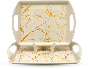 Globenox Melamine M15 Small Rectangle Serving Tray - Pack of 2  Traditional Print, Durable  Easy to Clean