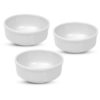 Aurka Melamine Soup Bowl (White  Set of 3) Perfect for Soup, Noodles, Cereal, Oatmeal, Pasta, Salads, for Home, Office