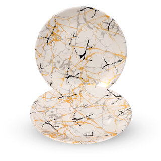 Aurka Melamine 10.5 Inch Full-Size Dinner Plates - White Base, Golden  Black, Set of 2, Durable  Stylish