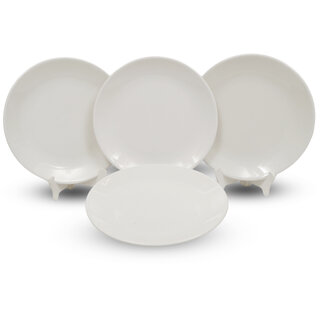 Globenox Melamine 10.5 Inch Dinner Plates - White, Set of 4  Stylish, Break-Resistant  Easy to Clean