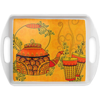 Globenox Melamine M8 Small Rectangle Serving Tray - Pack of 1  Traditional Print, Durable  Easy to Clean