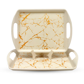 Globenox Melamine M15 Small Rectangle Serving Tray - Pack of 2  Traditional Print, Durable  Easy to Clean