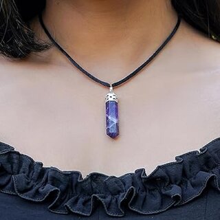 Amethyst Pencil Pendant Natural Crystal Stone Fashionable  Healing Crystal for Men  Women