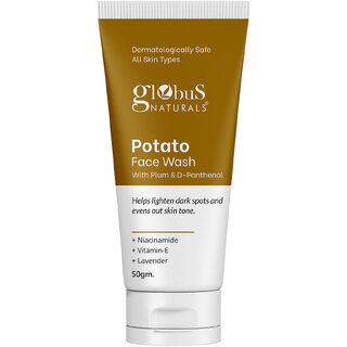 Globus Naturals Potato Face Wash with Plum  DPanthenol helps lighten dark spots and evens out skin tone suitable for All Skin Types 50gm