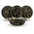 Ariya Melamine 11 Inch Dinner Plates - Black & Gold, Set of 4 | Durable, Lightweight & Easy to Clean