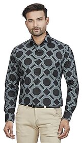 DUKUL Men's Long Sleeve Formal Classic Check Print Black Shirt | Regular Fit | Stylish & Comfortable | Soft Cotton | Machine Washable | Perfect for Business & Office