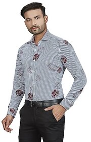 DUKUL Men's Long Sleeve Formal Classic Blue Strip Print Shirt | Regular Fit | Stylish & Comfortable | Soft Cotton | Machine Washable | Perfect for Business & Office
