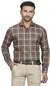 DUKUL Men's Long Sleeve Formal Classic Check Print Shirt | Regular Fit | Stylish & Comfortable | Soft Cotton | Machine Washable | Perfect for Business & Office