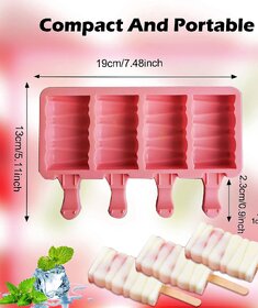 Ice Cream Popsicle plastic Mould 4-Cavity Chocolate Cake Fondant Moulds, Home DIY Popsicle Tools, BPA Free, Reusable