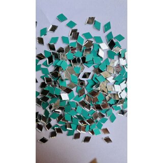 MIRROR GLASS WORLDWIDE Silver Diamond Shape Mirror 7  10 mm 1130 Pieces 100 gm Perfect for Lippan, Fabric, Mandala Art,