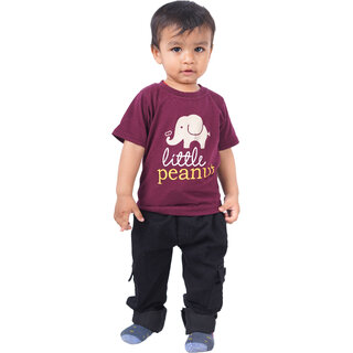 Kid Kupboard Cotton Baby Boys T-Shirt, Dark Purple, Half-Sleeves, 2-3 Years KIDS7436