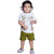 Kid Kupboard Cotton Baby Boys T-Shirt and Short Set, White/Green, Half-Sleeves, 3-4 Years KIDS7423
