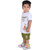 Kid Kupboard Cotton Baby Boys T-Shirt and Short Set, White/Green, Half-Sleeves, 3-4 Years KIDS7424
