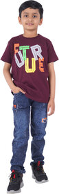 Kid Kupboard Cotton Boys T-Shirt, Dark Purple, Half-Sleeves, 8-9 Years KIDS7446