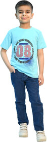 Kid Kupboard Cotton Boys T-Shirt, Light Blue, Half-Sleeves, 8-9 Years KIDS7447
