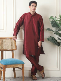Men's Banarasi Dupion Silk Solid Kurta