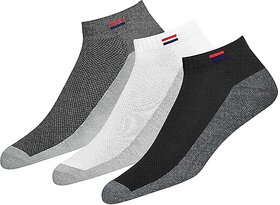3 Pair Sport Lifestyle Top Quality Unisex Ankle Socks - Assorted Colour