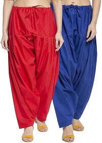 Women's Traditional Cotton Semi Patiala Patiyala Panjabi Plain Salwar Combo Pack of-2