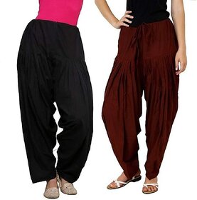 Women's Traditional Cotton Semi Patiala Patiyala Panjabi Plain Salwar Combo Pack of -2