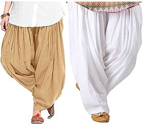 Women's Traditional Cotton Semi Patiala Patiyala Panjabi Plain Salwar Combo Pack