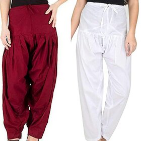 Women's Traditional Cotton Semi Patiala Patiyala Panjabi Plain Salwar Combo Pack