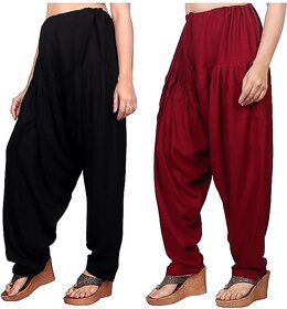 Woman's/Girl's Plain Cotton Semi Patiala Salwar Combo of 2