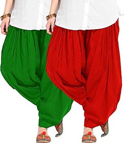 Women's Traditional Cotton Semi Patiala Patiyala Panjabi Plain Salwar Combo Pack