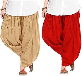 Women's Traditional Cotton Semi Patiala Patiyala Panjabi Plain Salwar