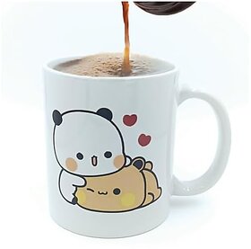 Lazy Taddy Design Print Ceramic Coffee Mug/Cup White Ceramic Mug Designer Printed White Mug Perfect for Coffee Tea Hot Drinks Mugs for Gift Valentine Day Gift for Boyfriend Girlfriend - 350 ML