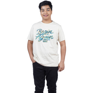 Kid Kupboard Cotton Boys T-Shirt, Light White, Half-Sleeves, Above 14 Years KIDS7445