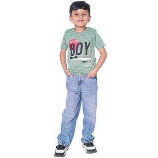 Kid Kupboard Cotton Boys T-Shirt, Bright Green, Half-Sleeves, 7-8 Years KIDS7448