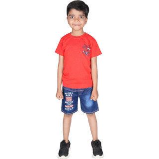 Kid Kupboard Cotton Boys T-Shirt, Light Red, Half-Sleeves, 7-8 Years KIDS7453