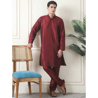 Men's Banarasi Dupion Silk Solid Kurta