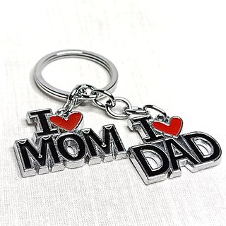 I Love Dad and Mom Keychain  Dad and Mom Metal Keychain  Gift for Parents  Family Key chain for Mom and Dad  Anniversary Wedding Birthday Gift for Parents