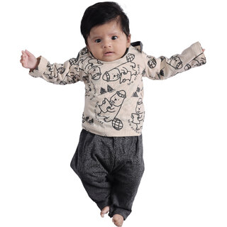 Kid Kupboard Cotton Baby Girls Sweatshirt, Beige, Full-Sleeves, 3-6 Months KIDS7467