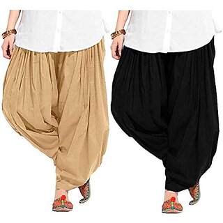 Women's Traditional Cotton Semi Patiala Patiyala Panjabi Plain Salwar Combo Pack