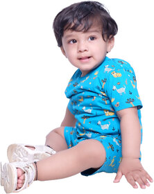 Kid Kupboard Cotton Baby Boys T-Shirt and Short Set, Light Blue, Half-Sleeves, 9-12 Months KIDS7468