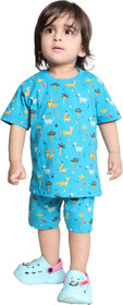 Kid Kupboard Cotton Baby Boys T-Shirt and Short Set, Light Blue, Half-Sleeves, 2-3 Years KIDS7470