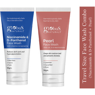 Globus Naturals Anti Pigmentation Niacinamide  Anti Ageing Pearl Face Wash Combo 50gm Set of 2