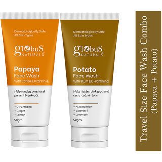 Globus Naturals Anti Tanning Papaya  Oil Control Potato Face Wash Combo 50gm Set of 2