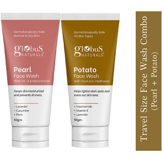 Globus Naturals Anti Ageing Pearl  Oil Control Potato Face Wash Combo 50gm Set of 2