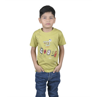 Kid Kupboard Cotton Boys T-Shirt, Bright Green, Half-Sleeves, 7-8 Years KIDS7491